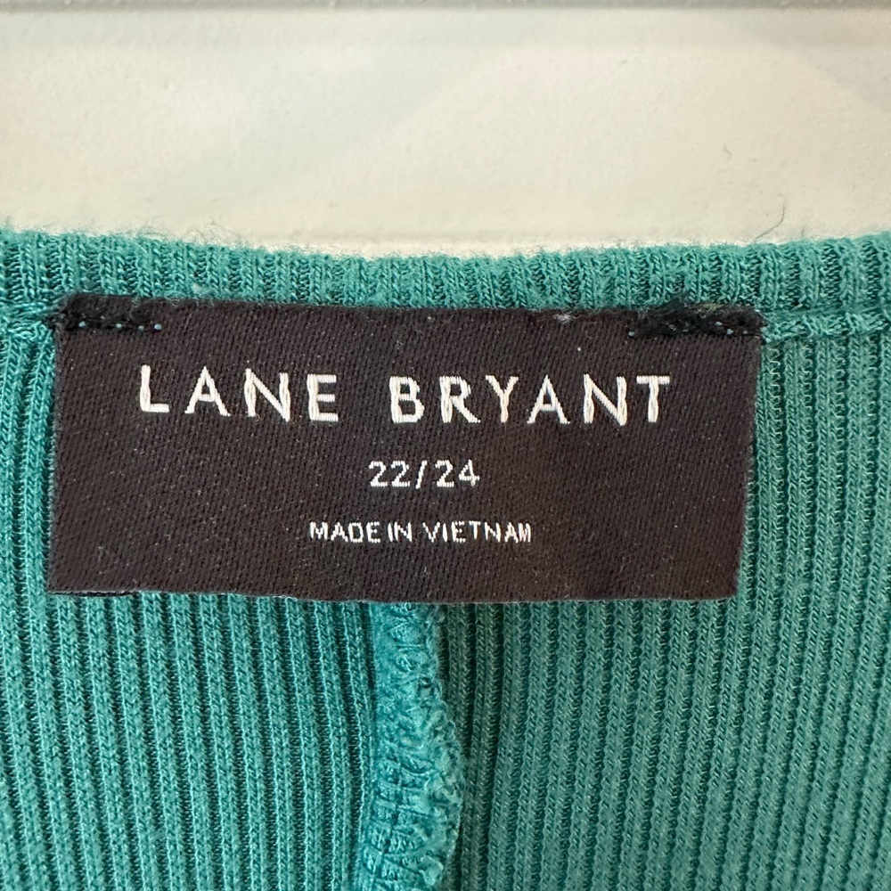 Lane Bryant Turquoise Knit Wrap Top with Flutter Sleeves - Picture 4 of 6